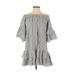 Zara Casual Dress - DropWaist Off The Shoulder 3/4 sleeves: Gray Print Dresses - Women's Size Small
