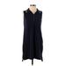 Lands' End Casual Dress - Mini Collared Sleeveless: Blue Color Block Dresses - Women's Size Small
