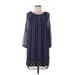 Max Studio Casual Dress - Mini Scoop Neck 3/4 sleeves: Blue Dresses - Women's Size Medium