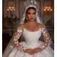 Robe de Mariée Princesse Vintage à Lacets Tenue de Luxe Élégante à Manches sulfen Tulle Bal