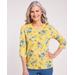 Blair Women's Lace Trim Pointelle Top - Yellow - M - Misses