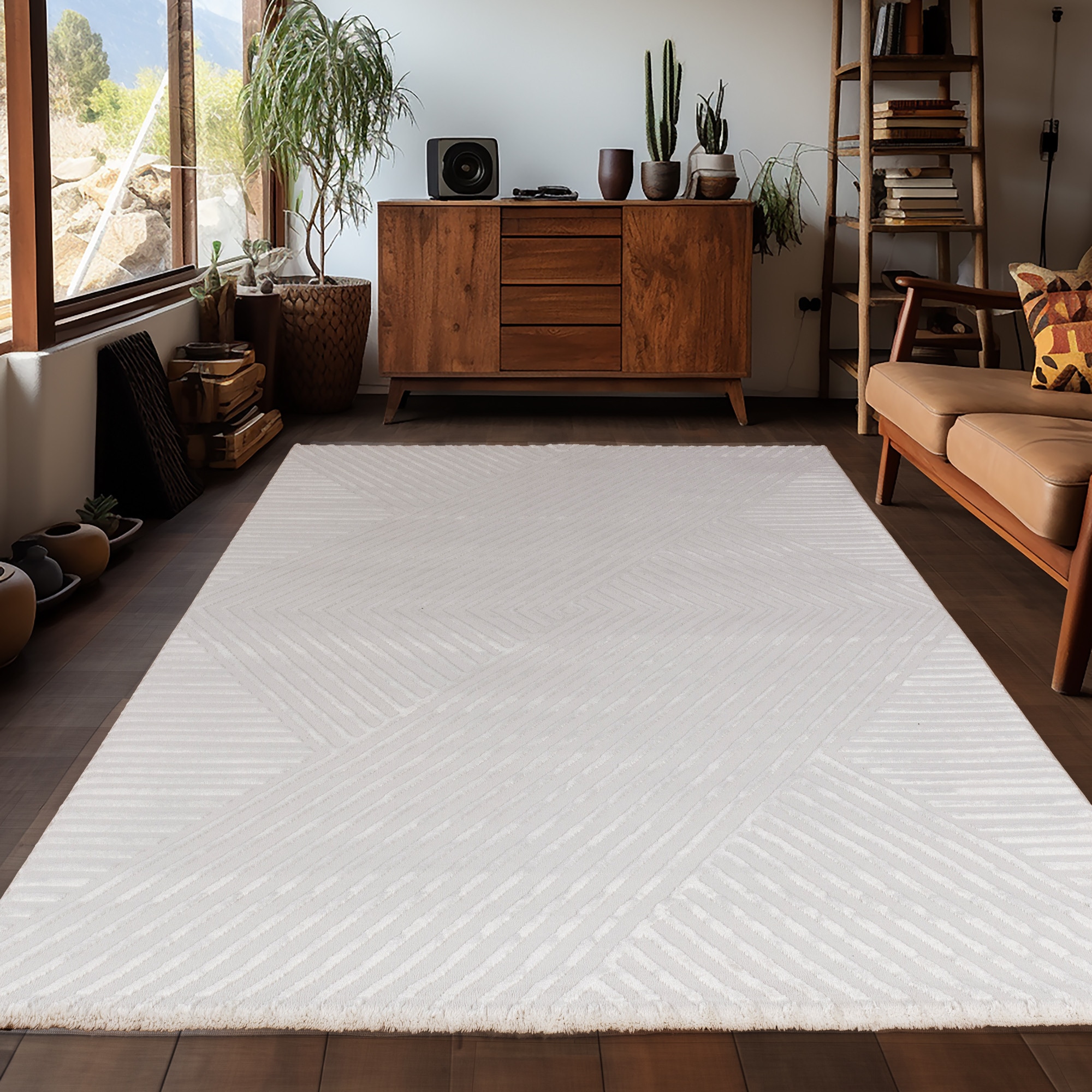 Teppich AYYILDIZ TEPPICHE "SAHARA 1115", beige (cream), B:160cm H:12mm L:230cm, Polypropylen, Teppiche, Teppich, Läufer / Pflegeleicht / Strapazierfähig / Trend Colors/ Wohnzimmer Image