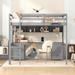 Full Size Loft Bed with All-in-One Desk and Shelf, Solid Wood Loft Bed with 4 Storage Drawers and Charging Station, Grey