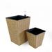 2-Pack Hand Woven Wicker Smart Self-watering Square Planter