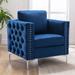 Modern Velvet Armchair Tufted Button Accent Chair Club Chair with Steel Legs for Living Room Bedroom