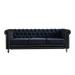 Chesterfield Sofa Settee Velvet Lounge Loveseat Sofa, Living Room Button Tufting Couch w/ Rolled Arm and Gold Strip Trim, Black