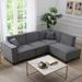 97*74" Convertible Sectional Sofa, L-shaped Corner Couch Set with 2 Pillows, 5-seat Chenille Fabric Couch with Chaise Lounge