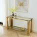 55" Tempered Glass Console Table Sofa Side Table, Polished Golden