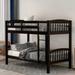 Espresso Classic Simple Twin Over Twin Bunk Bed w/ Ladder & Guard Rails All-in-One Loft Bed Frame for Multi-Child Families