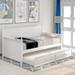 White Modern Twin Size Daybed with Trundle, No Box Spring Needed, Sturdy Pine Wood Frame, Hidden Storage