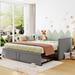 Gray Velvet Upholstered Twin Daybed with Pop Up Trundle, Expandable to King Size, Versatile for Various Spaces