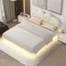 Full Size PU Leather Upholstery Platform Bed with Underbed LED Light
