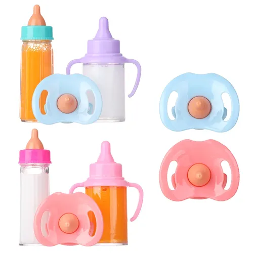 18 Zoll Puppe magische Milchsaft flaschen mit Schnuller Lätzchen passen Neugeborene Puppen Plastik