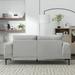 74.8" Large Sofa, Mid-Century Modern Light Grey Linen Fabric Upholstered Accent Couch w/ Square Arm & Metal Legs for Living Room