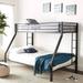Contemporary Metal Tube Bunk Bed with Side Double Built-In Ladder & Full Length Guard-Rail, Slat System Included