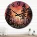 Designart "Redwood Tree Sunset Silhouettes II" Landscapes Oversized Wood Wall Clock