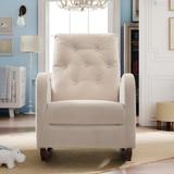 Velvet Rock Chair Nursery Single Sofa Nap Chair Slipper Chair, Beige