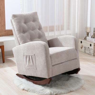 High Back Rocking Chair Sofa Nursery Chair Rocker Single Sofa Modern Lounge Armchair Nursery Nap Chair Slipper Chair