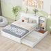White Queen Size Storage Platform Bed w/ Twin XL Size Trundle Wood Bed Frame