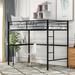 Industrial Style Metal Loft Bed with Built-In Desk, Guardrails - Sturdy Industrial Design