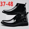 Leder Herren Stiefeletten Luxus Qualität Lack leder lässig spitze Schuhe bequeme Mode schwarz große Herren stiefel 37-48