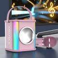 Ersazi Portable Speaker Portable Karaoke Colorful Light Wireless Speakers K-Song With Microphone 15W High Power Hifi Stereo Sound Subwoofer Bluetooth Speakers 4000Ma Large Battery In Clearance Pink
