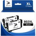 T802XL Ink Cartridges for Epson 802XL Ink Cartridges Combo Pack for Epson 802 Ink Cartridges 802 XL Works with Epson Workforce Pro WF-4740 WF-4730 WF-4734 WF-4720 Printers (2 Black)
