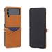 Leather Case Compatible with Samsung Galaxy Z Flip 4 2022 with Chain Lanyard Z Flip 4 Walllet Case-Brown