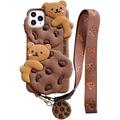 for iPhone Xs Max Case Cookie Bear Kawaii Phone Cases Cute Case for iPhone Xs Max with Strap Lanyard 3D Cartoon Bear Soft Silicone Protective Case Funny Women Girls for iPhone Xs Max