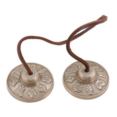 Ritual Sound,'Leather Accented Brass Prayer Bells from India'