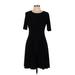 CATHERINE Catherine Malandrino Casual Dress - A-Line Crew Neck Short sleeves: Black Print Dresses - Women's Size Large