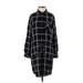 Lord & Taylor Casual Dress - Shirtdress Collared Long sleeves: Black Plaid Dresses - Women's Size X-Small
