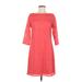 Jessica Howard Casual Dress - Shift Boatneck 3/4 sleeves: Red Print Dresses - Women's Size 8