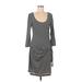 Max Studio Casual Dress - Wrap: Gray Polka Dots Dresses - Women's Size Medium