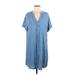 H&M Casual Dress - Shift V-Neck Short sleeves: Blue Solid Dresses - Women's Size 8