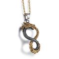 GTHIC Norse Dragon Ouroboros Pendant Necklaces For Men Women Viking Jewelry With Chain, 60cm Gold Necklace