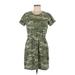 Old Navy Casual Dress - Mini Crew Neck Short sleeves: Green Camo Dresses - Women's Size Medium