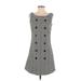 Ben Sherman Casual Dress - A-Line Boatneck Sleeveless: Gray Chevron/Herringbone Dresses - Women's Size Small