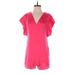 RACHEL Rachel Roy Romper Plunge Short sleeves: Pink Solid Rompers - Women's Size X-Small