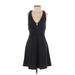 Express Casual Dress - Party V-Neck Sleeveless: Black Print Dresses - Women's Size 2
