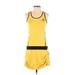 Adidas Active Dress - A-Line: Yellow Color Block Activewear - Women's Size Medium