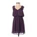 Forever 21 Casual Dress - Mini V Neck Short sleeves: Purple Dresses - Women's Size Small