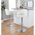 LumiSource Boyne Swivel Adjustable Height Bar Stool Upholstered/Leather/Metal/Faux leather in White | 21 W x 18.5 D in | Wayfair