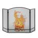Winston Porter 3-panel Folding Fireplace Screen, Wrought Iron Spark Guard Fence, Metal Furnace Fireguards Mesh Cover | Wayfair