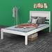 Winston Porter Nithara Twin Size Wooden Platform Bed w/ Headboard Wood in White | 36.1 H x 42 W x 79.5 D in | Wayfair
