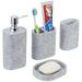 Ebern Designs Oakvale 4 Piece Embossed Bathroom Accessory Sets Resin in Gray | 7.9 H x 3.3 W x 2.2 D in | Wayfair 755147887D9C409281C0B90CAE8ECB50