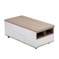 Latitude Run® Modern Walnut & White Lift Top Coffee Table Multifunctional Table w/ Drawers & Shelves in White/Brown | Wayfair