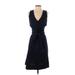 J. by J.Crew Casual Dress - Wrap Plunge Sleeveless: Blue Print Dresses - Women's Size 0