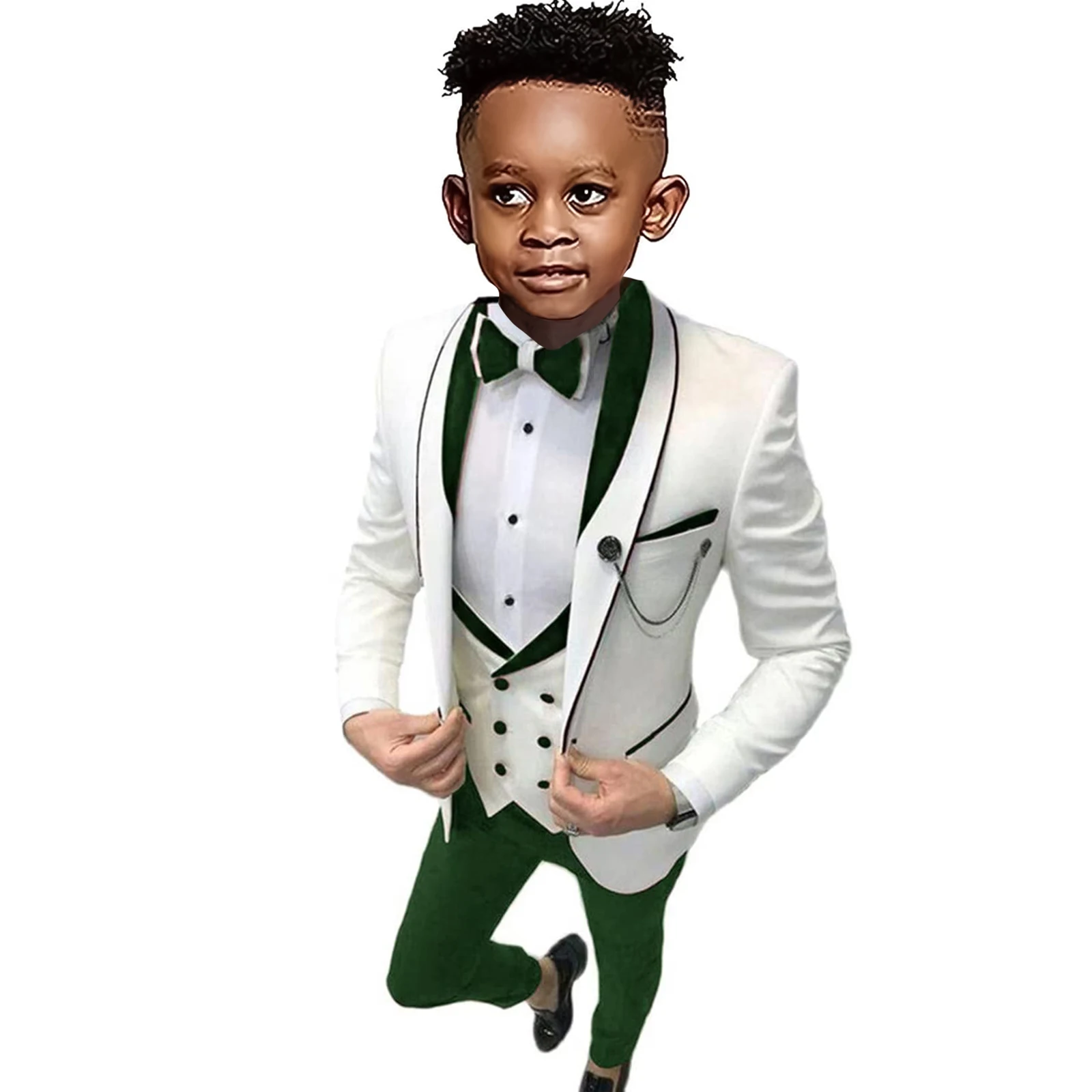 Klassische Paisley-Anzüge für Jungen, 4-teilig, intelligent, stilvoll, für Jungen, Smoking, formelles Outfit für Kinder, Blazer, Weste und Hose, Hochzeit für Party Image