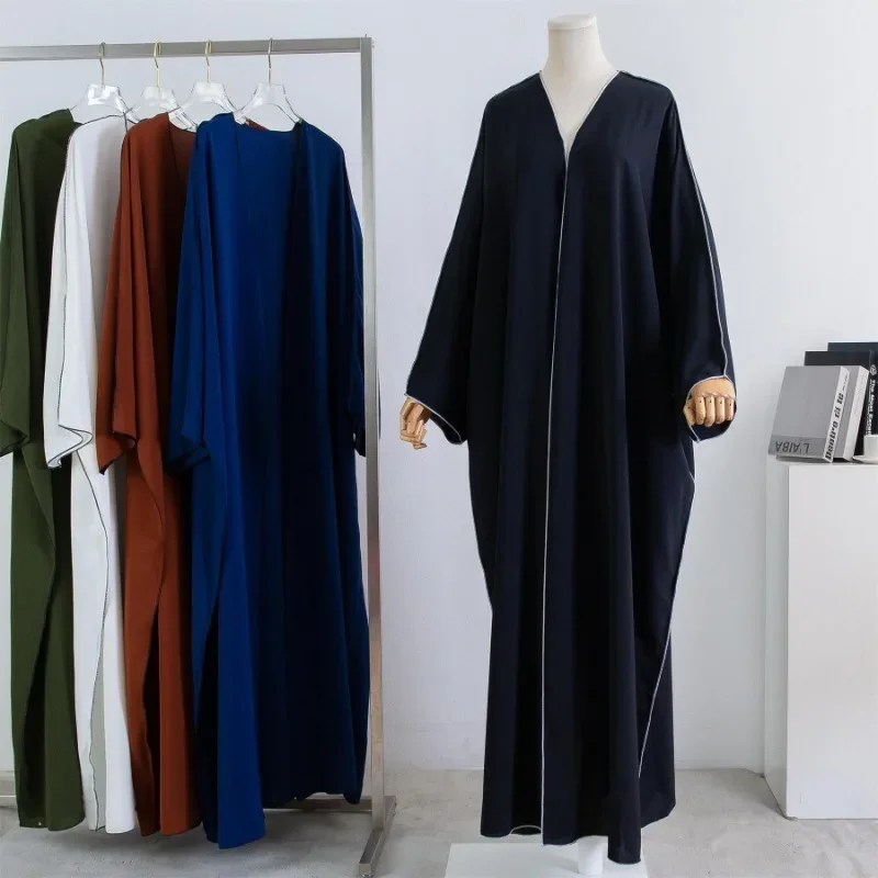 Muslim Out Abaya Cardigan Smocking Ärmel einteilige Gebets frauen Jilbab islamische Kleidung Dubai Saudi Robe türkisch Image